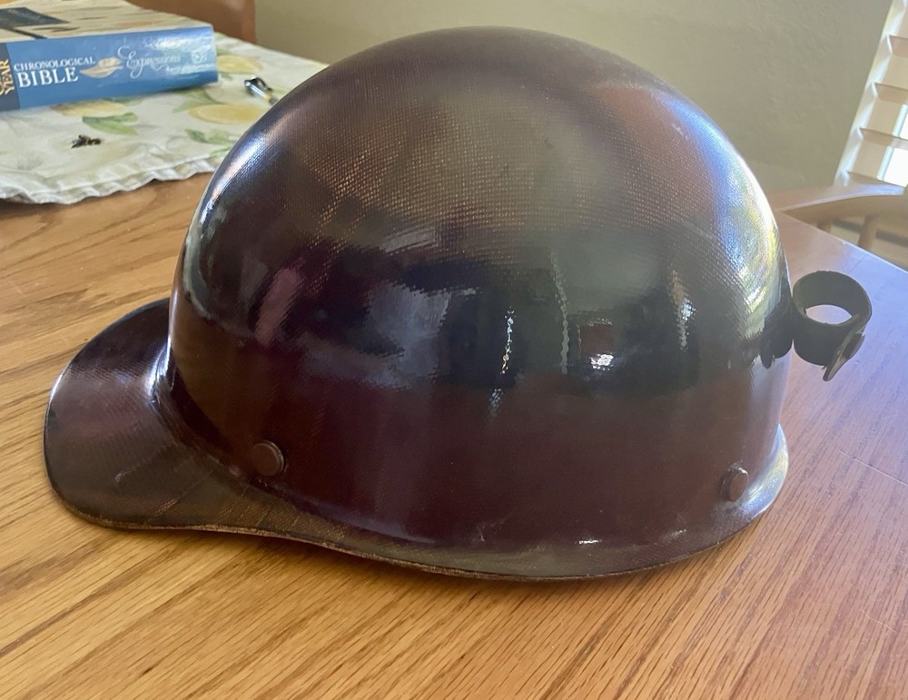 Vintage MSA Skullgard Fiberglass Brown Hard Hat USA Great Condition.