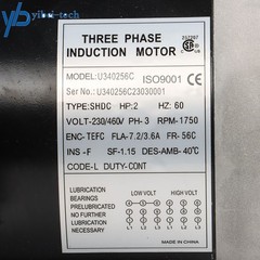 56C Frame 60 HZ 1800 RPM 2 HP 3 Phase Electric Motor TEFC 230 / 460 Volt