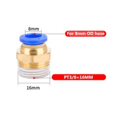 10 Male Straight Connector Tube OD 5/16″ (8mm) X NPT 3/8 PU Air Push In Fitting^