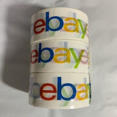 3 Rolls ~ 2″ x 75 yds eBay Color Logo Branded Packaging Tape White Multicolor