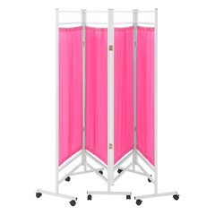 4 Panels Foldable Medical Room Divider Portable Medical Privacy Screen Pink