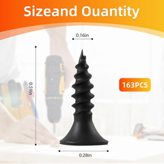 Wood Screws, 163 PCS #6 x 1/2″ Flat Head Phillips Black Wood Screws, Premium Sel