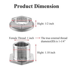 Litoexpe 1″ NPT Female Thread Bulkhead Water Tank 1 Inch-1 Pcs, Silver