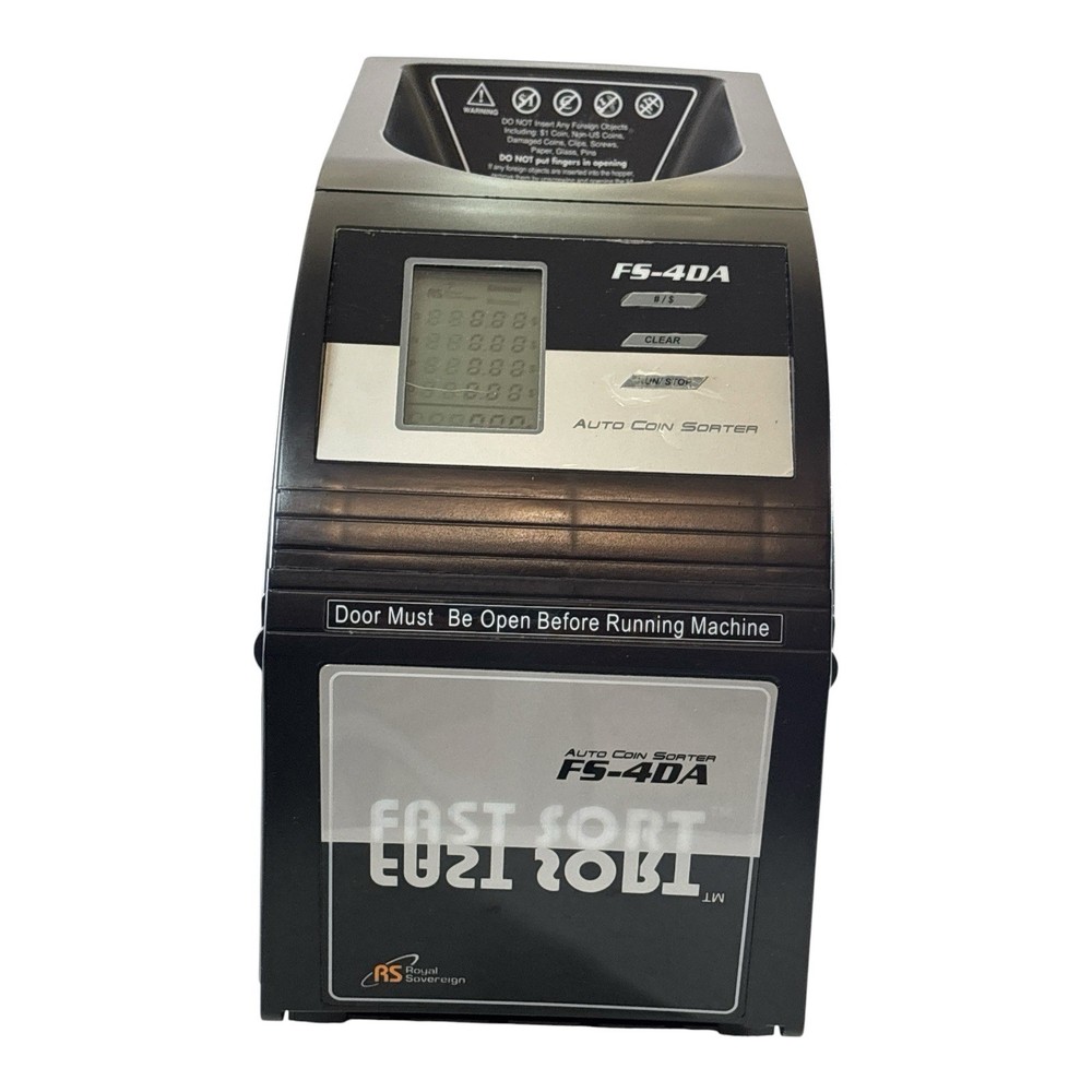 Royal Sovereign FS-4DA/BK Digital Coin Sorter Counter Tested 16 Tubes Box