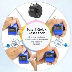 Hand Tally Counter, Handheld 4 Digit Lap Counter, Manual Mechanical Clicker HO