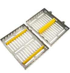 1 GERMAN DENTAL AUTOCLAVE STERILIZATION CASSETTE TRAY FOR 10 INSTRUMENT-YELLOW