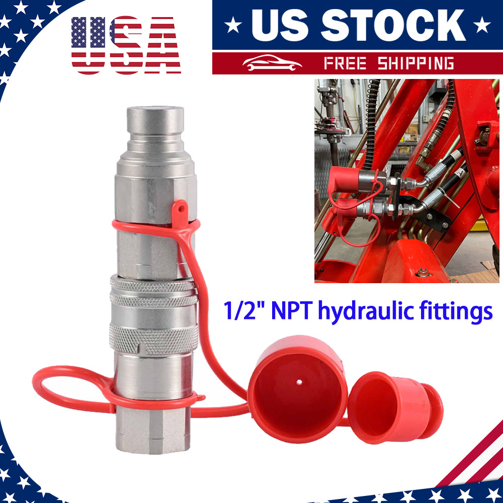 1/2″ NPT Flat Face Hydraulic Quick Connect Coupler Set for Bobcat Skid Steer