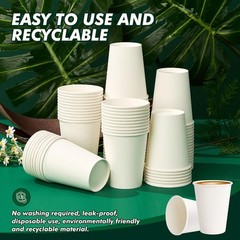 Paper Coffee Cups 12 oz 100 Pack Disposable Hot Coffee Cup 12oz White To Go Cups
