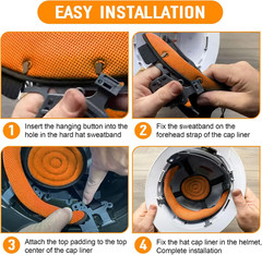 Hard Hat Sweatband and Top Pad for Safety Helmet, Washable Hard Hat Cooling