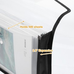 PercyEffie 7 PCS Plastic Expanding File Folder Black Transparent