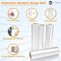 ACYPAPER Clear Stretch Wrap 18 x 1500′ 80 Gauge (240 Rolls/Pallet)