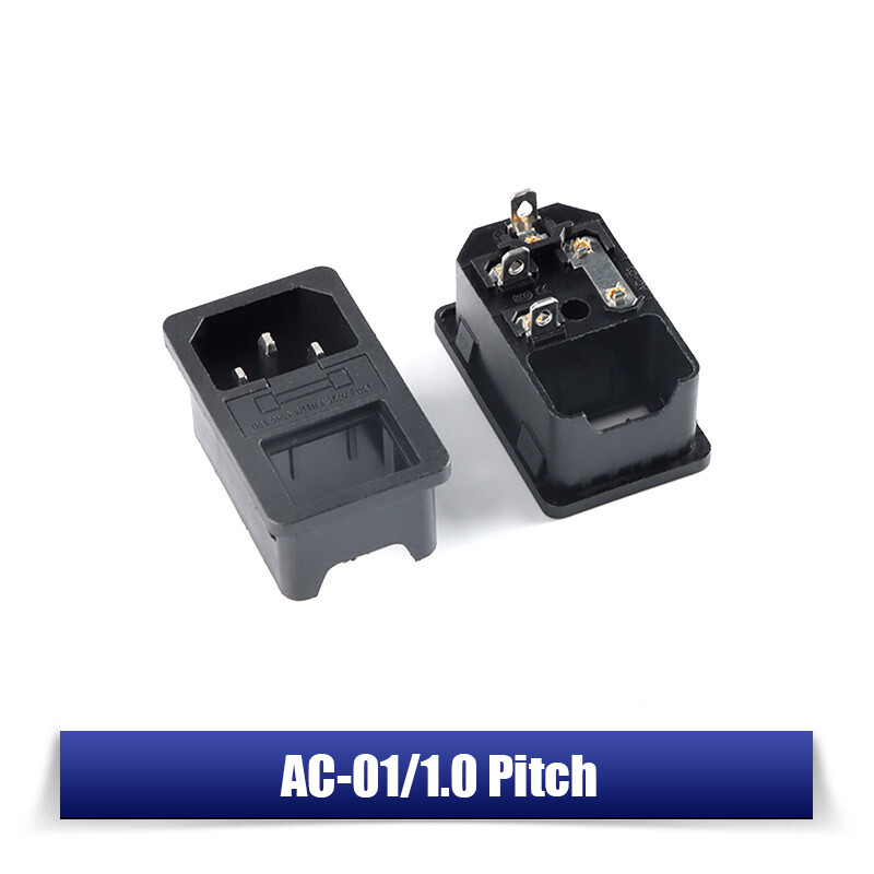 AC 10A/250V IEC Male-Female Mains Power Plug/Sock Adapter, 3-Pin, PCB Ready