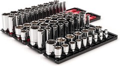 1/2 Inch Drive 6-Point Socket Set with Rails, 78-Piece-3/8-1-5/16 in., 10-32 mm