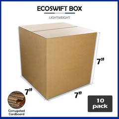 10 7x7x7 “EcoSwift” Brand Cardboard Box Packing Mailing Shipping Corrugated