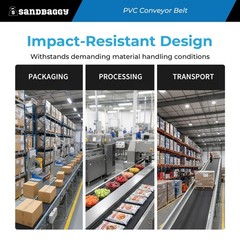 PVC Conveyor Belt–Solid Woven, 18″ x 12.5 ft | Black Industrial Belt – Sandbaggy