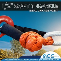 2 PC 1/2” x 22” Synthetic Soft Shackle Tow Rope Recovery Strap 37,400LBS