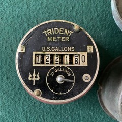 Vintage Neptune TRIDENT Water Meter, Gallons, Brass/Bronze, New York, USA