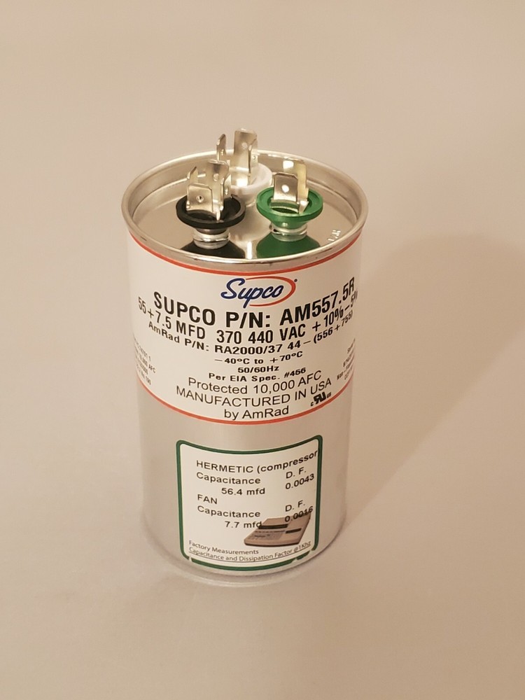 BRAND NEW AM5575R AMERICAN MADE CAPACITOR FROM SUPCO 55 + 7.5 MFD