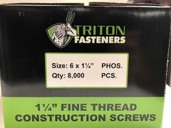 1-1/4″ x #6 Fine Thread Bugle Head Drywall Screws Black Phosphate (8000)