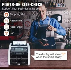 VEVOR Bill Counter UV/MG/IR/DD Detection Dual Display 1000pcs/min 200 Capacity