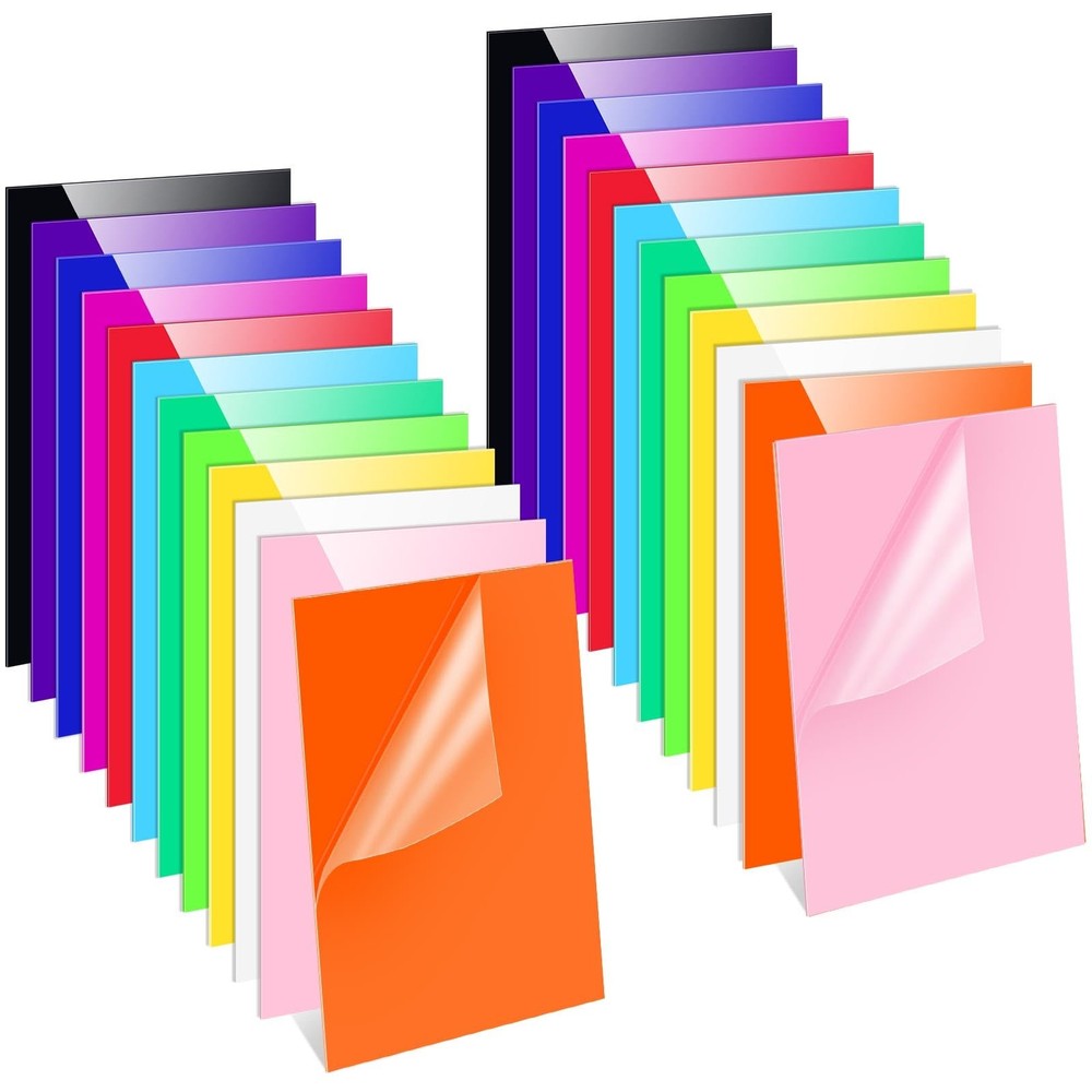 24 PCS 7×5 Inch Colored Opaque Cast Acrylic Sheets 12 Colors 2mm Thick Laser