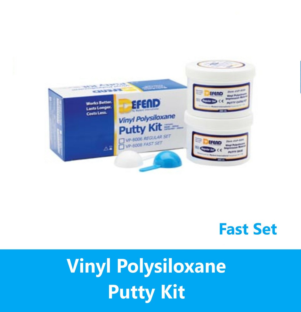 Vinyl Polysiloxane Putty Kit Fast Set. 2×300 mL Jars + 2 scoops Defend #VP-8008