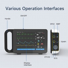 7‘Multi-parameter Patient Monitor Vital Signs Monitor ECG/NIBP/TEMP/RESP/SPO2/PR