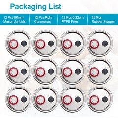 12Pcs Liquid Culture Lid Grain Spawn Cultivation Mason Jar Lid with PTFE Syringe