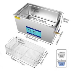 AIPOI Ultrasonic Cleaner 30L Liter Stainless Steel Industry Heated Clean Glasses