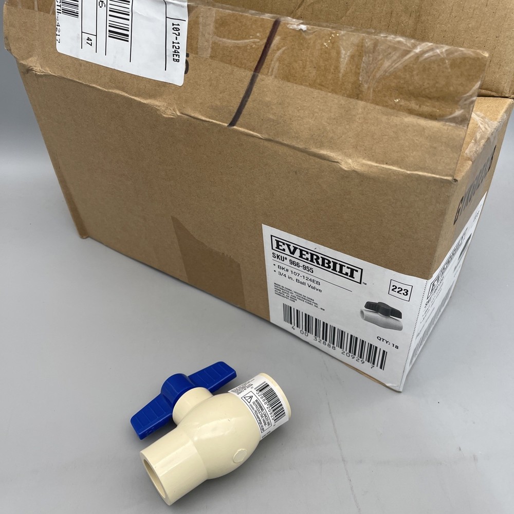 18 Pack Everbilt 3/4 in. CPVC Solvent x Solvent Ball Valve 107-124EB New