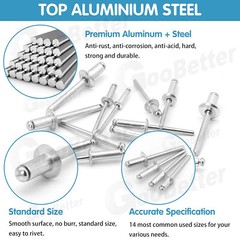 500pcs Pop Rivets Assortment Kit Aluminum Blind Rivets 14 Sizes Blind Rivet Set