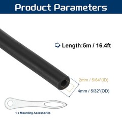 Latex Rubber Tubing, 5/64″(2mm) ID 3/16″(4mm) OD, Black 2040