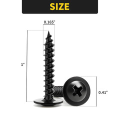 Wood Screws 1 Inch, 110 PCS Premium Phillips Truss Head Black Wood Screws, Self