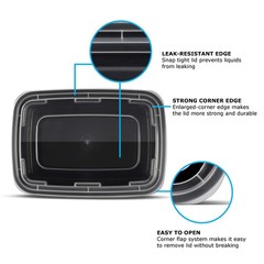 Freshware Meal Prep Containers 1 Compartment Food Storage 16OZ-150PK, Black