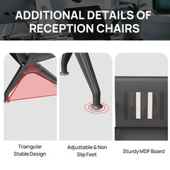 Heavy Duty Airport Waiting Chair Clinic Bench Office Reception Room Salon Black