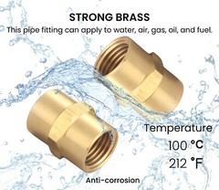 Brass Coupling 1/4″ NPT Female X 1/4″ NPT Female Hex Head Pipe Fitting 10 Pack