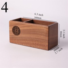 1pcs Wood Pen Holder Box Chinese Style Office Wooden Desktop Organizer Box