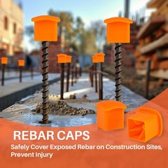 Rebar Caps – 60Pcs Orange Mushroom Safety Cover for T-Posts, Building Co…