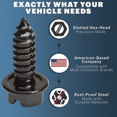 Rustproof Black-Slotted License Plate Screws 4-Pack | Stainless Steel