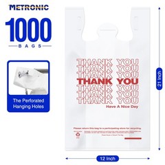 1000 Count Thank You Bags with Handles 12×6.5×21 Plastic Retail Supermarket