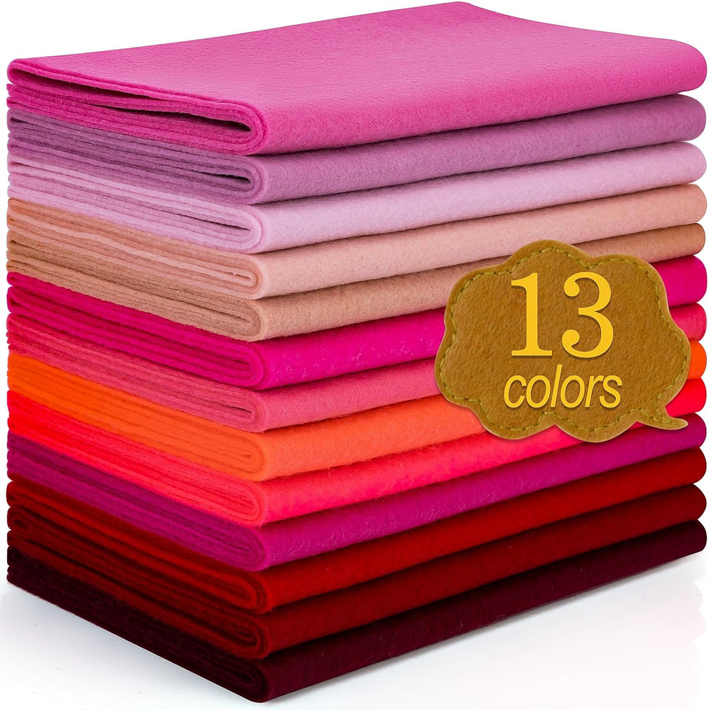 13 Rolls 8″X35″ 1.4Mm Thick Soft Felt Fabric Sheet 13 Assorted Red Series Colors