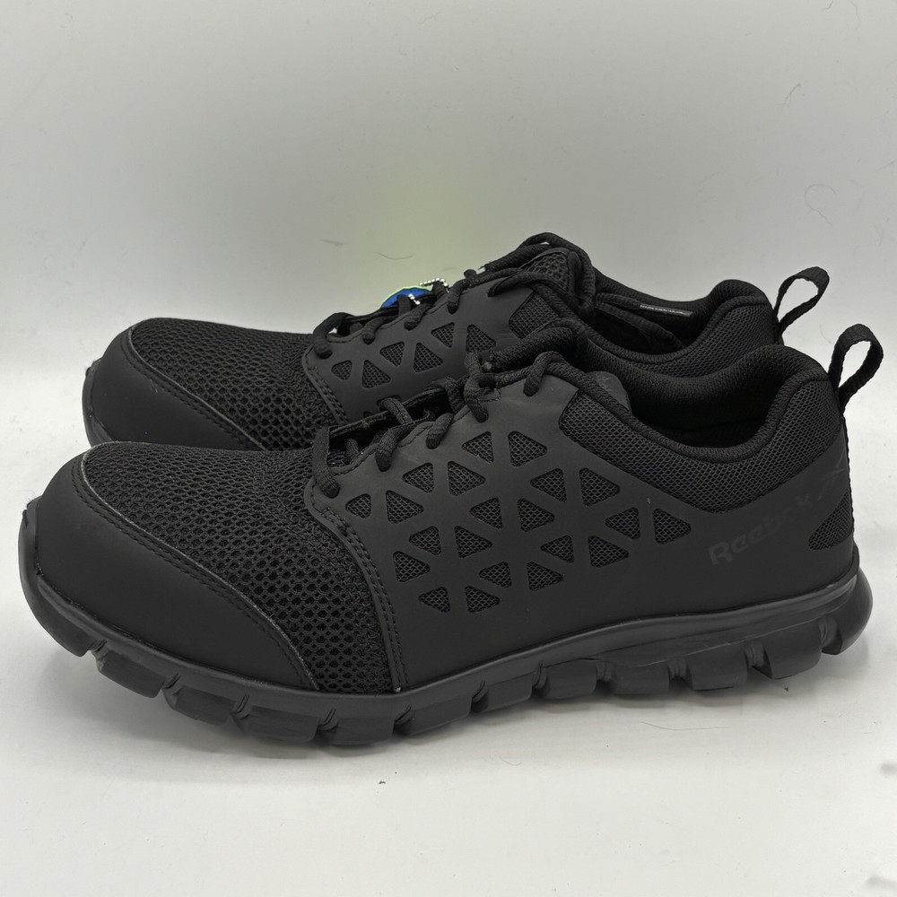 Reebok Sublite Cushion Comp Toe Work Shoe Black Womens Size 7.5W Men 9.5W