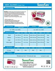 100 SunnyCare #7501 Synthetic Vinyl Gloves Powder Free (Latex/DOP Free) – S