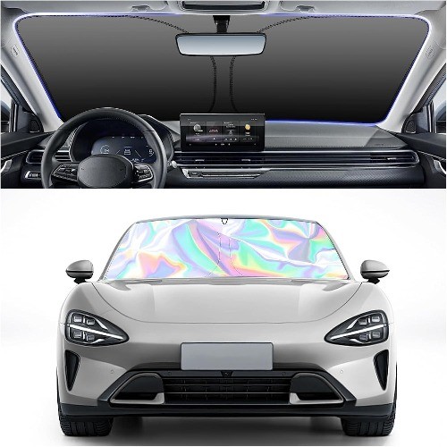 57.09×31.5 Inch Collapsible Car Windshield Sun Shade in 210T Titanium Silver Clo