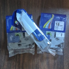 TZc-241 Laminated Label Tape Cassette 18mm Black on White 8m Thermal
