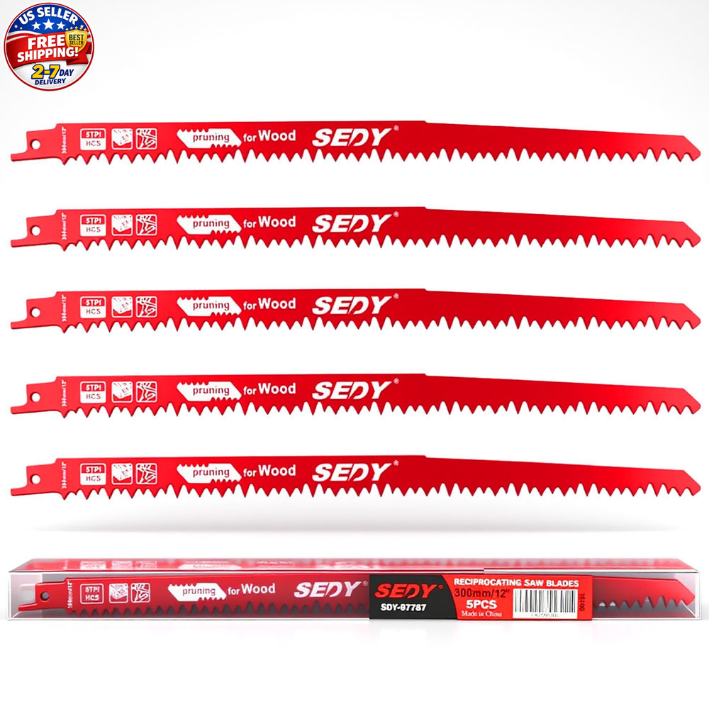 12-Inch Wood Pruning Reciprocating Saw Blades, 5TPI Saw Blades for Tree Trimming