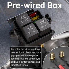DaierTek 12V 3 Way Waterproof Relay Box Pre-Wired Fuse and Relay Box 3×4 Pin 40A