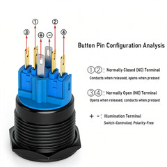 22mm SPDT IP65Aluminum Alloy High Head Ring Power Symbol Led Button Power Switch