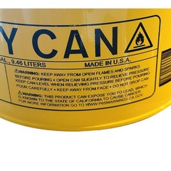 Type I Safety Can Diesel 2.5 Gallon Yellow Steel Flame Arrester OSHA NFPA UL