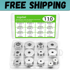 108Pcs 304 Stainless Steel Flat Washers, Fender Washers Assortment Kit 12 Sizes